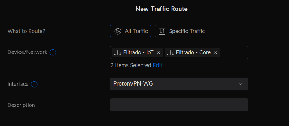 Configure Proton VPN on a UniFi Router - Select the Networks to Route Through Proton VPN